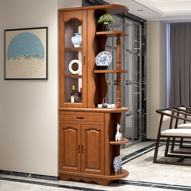 现代简约客厅进门口隔断柜玄关柜鞋柜一体实木间厅柜双面入户风水