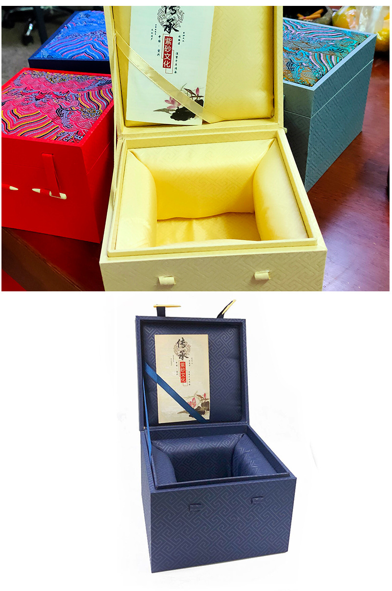 新品宫廷锦盒 玉器文玩雕件摆件黄龙纹布锦盒 定制陶瓷礼品包装盒