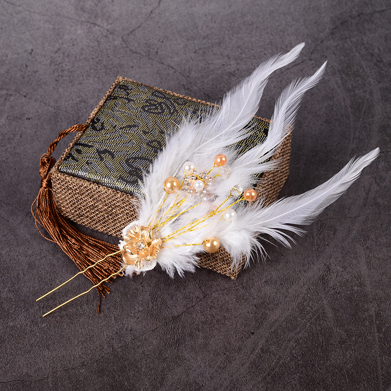 汉服发饰女古装插梳仙气羽毛头饰古风唯美写真簪子发钗品发夹配饰