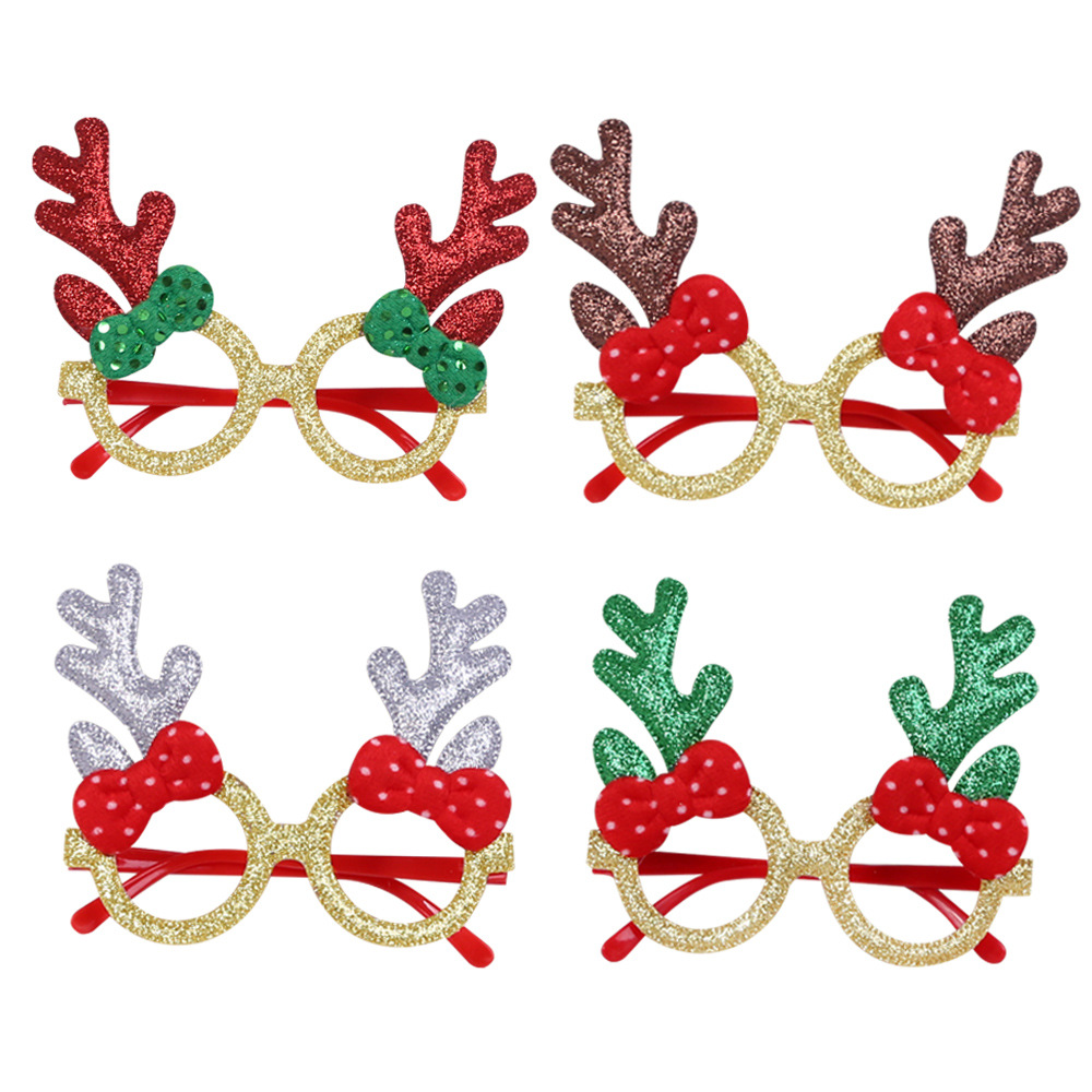 Christmas Party Decoration Glasses Gold Dusting Powder Antlers Glasses Birthday Party Gift Holiday Dress up Props