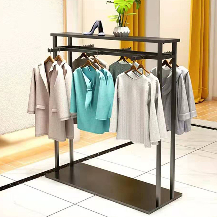 纳米金色铁艺服装店衣服架子中岛正挂货架男女童装陈列展示架