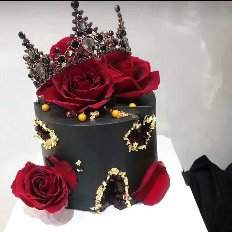 网红生日蛋糕皇冠蕾丝大女王巴洛克皇冠奢华复古ins烘培摆件批发