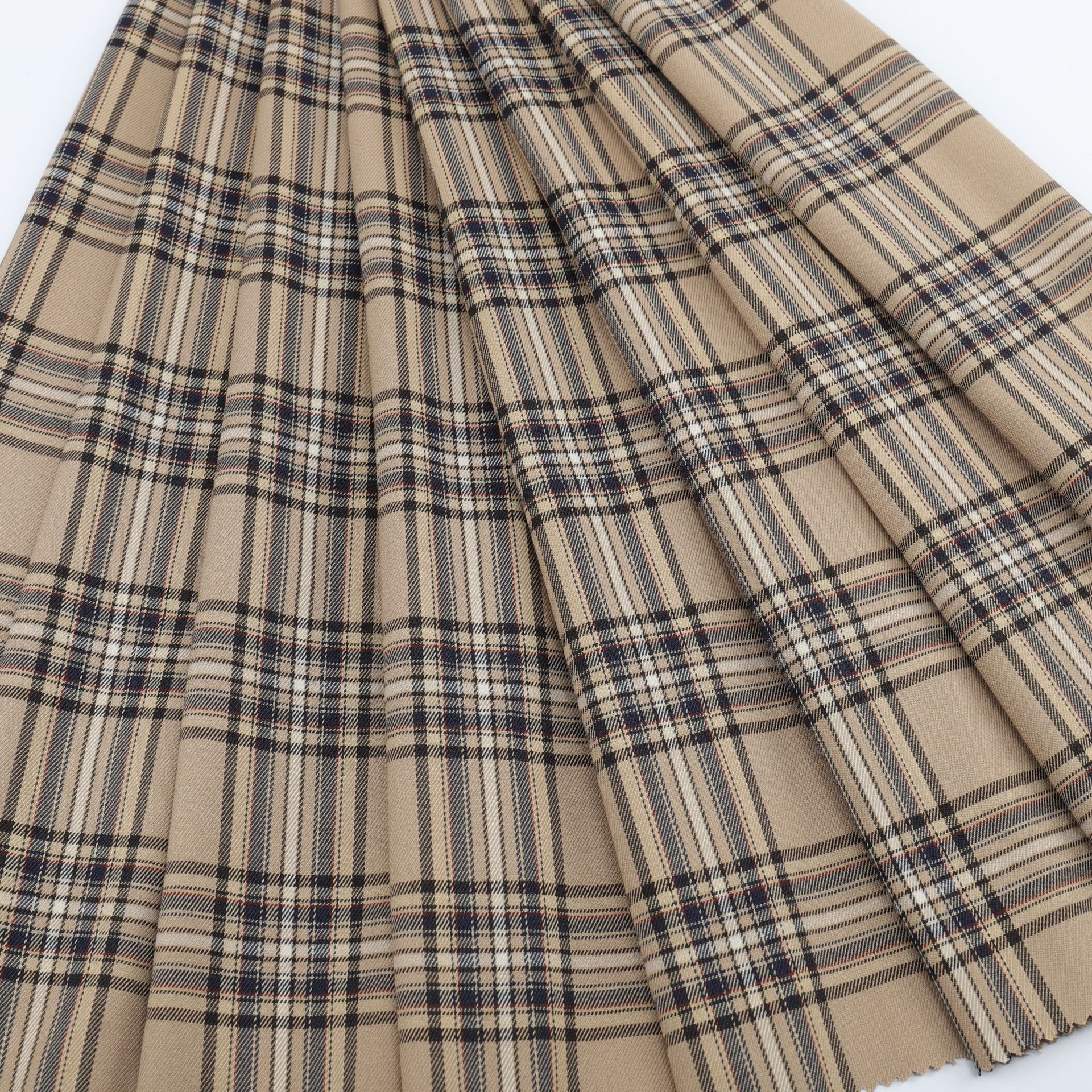 tr色织弹力苏格兰格jk制服百褶短裙休闲西服外套短裤时装面料现货