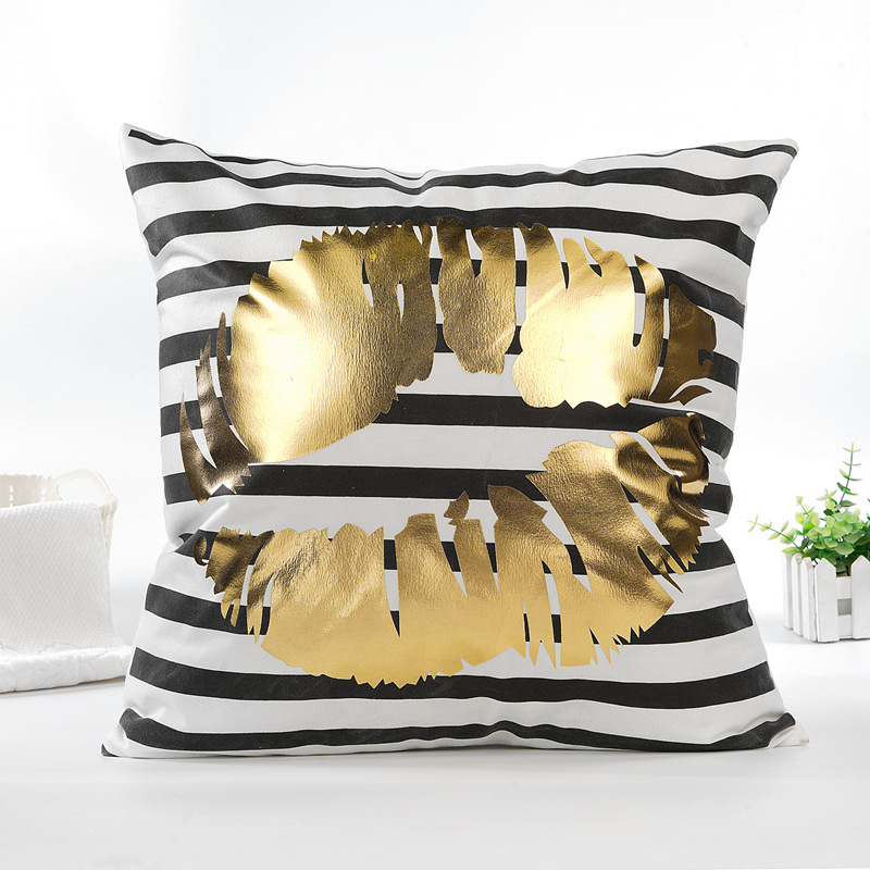 Amazon Hot Gilding Backrest Simple Pillow Cover Geometric Throw Pillowcase Bedside Cushion Home Decorative Cushion