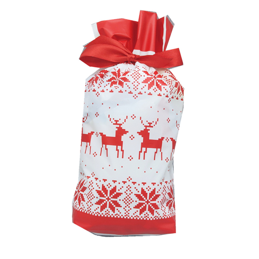 50 Christmas Food Packaging Bags Ribbon Drawstring Bag Candy Biscuits Drawstring Bag Gift Bag Mixed Packaging