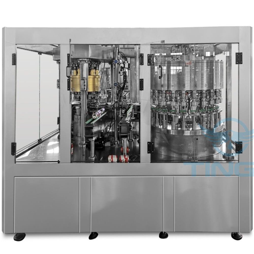 罐装饮料生产机 水蜜桃味饮料灌装机 塑料易拉罐封口灌装生产线