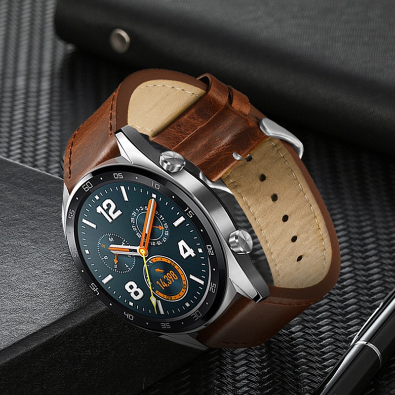 适用于华为gt手表带华为魔法magicwatchgt真皮腕带跨境热卖款