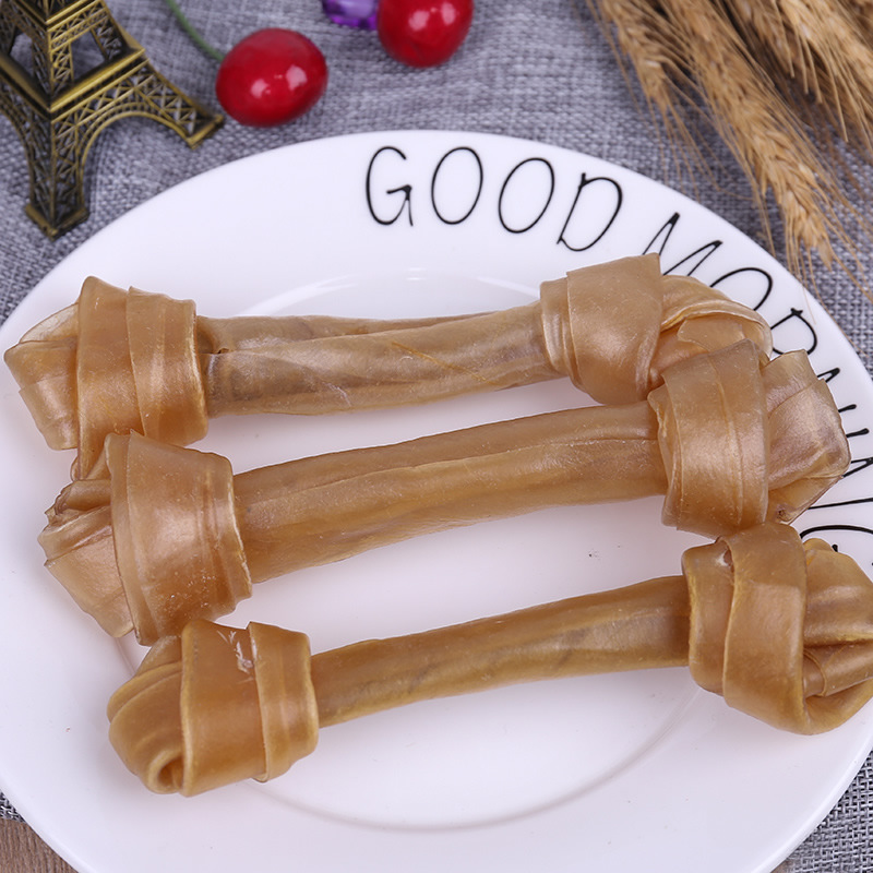 狗狗零食牛皮本色结骨磨牙棒耐咬洁齿除口臭泰迪金毛宠物食品批发