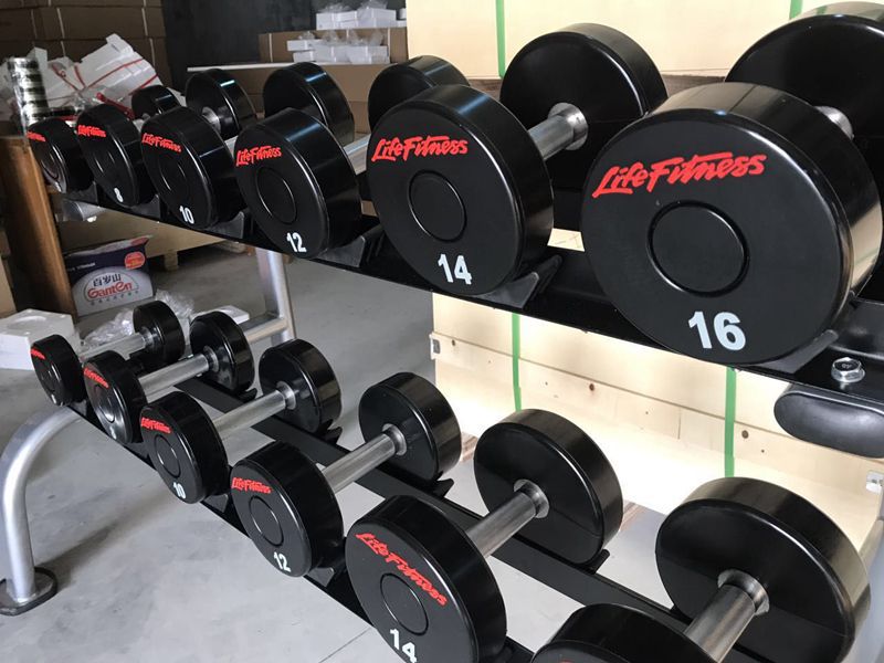 四川优质力健固定式pu环保哑铃包胶哑铃力健哑铃圆头哑铃健身房专用