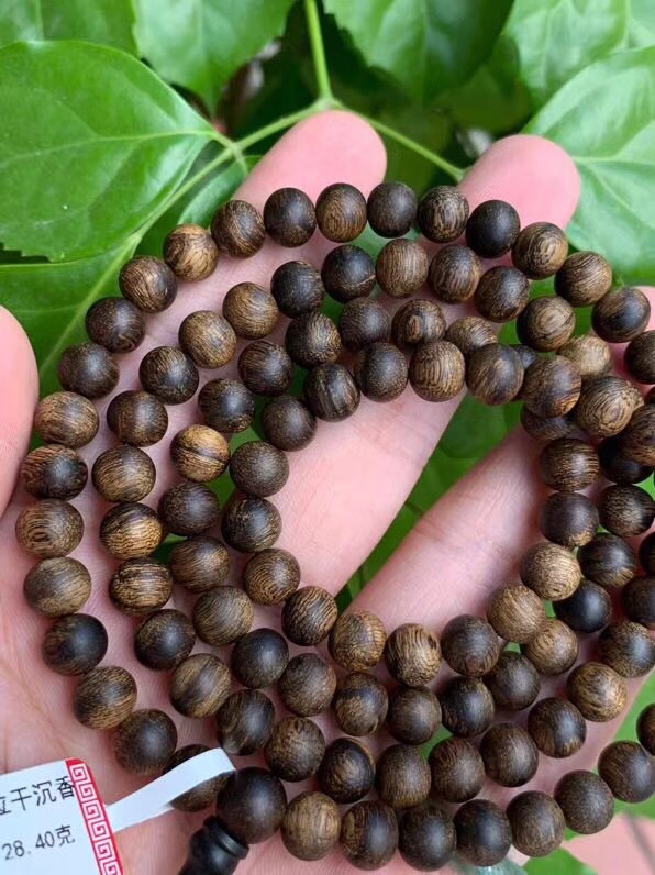 越南富森红土老料沉香满纹虫漏佛珠手串手链项链男女款文玩批发