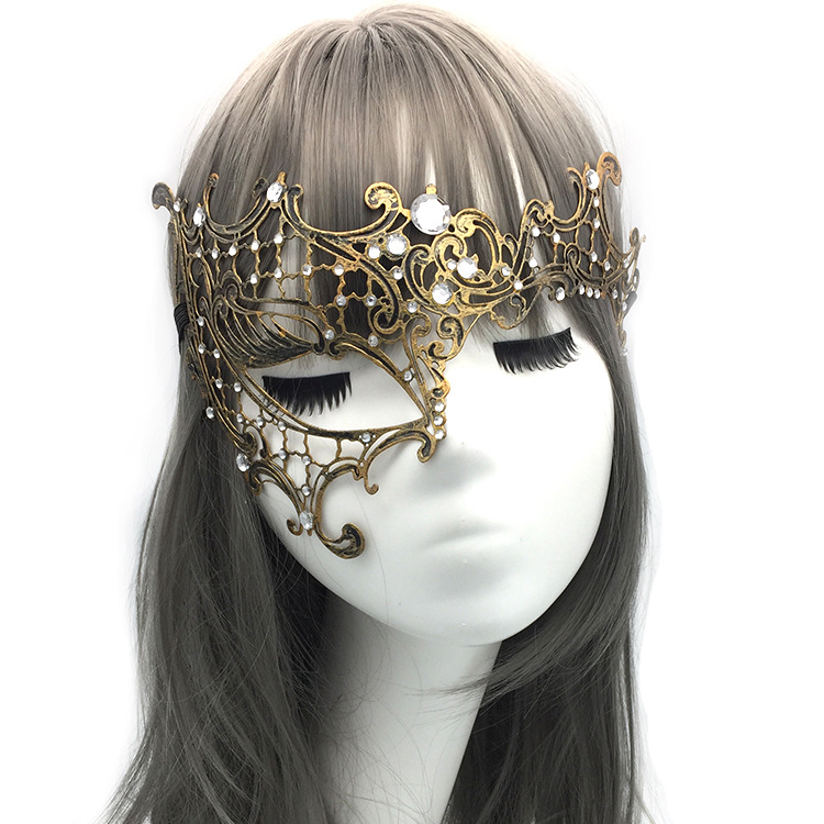 威尼斯高档化妆舞会金属铁面具 复古金色独眼半脸面具 派对眼罩