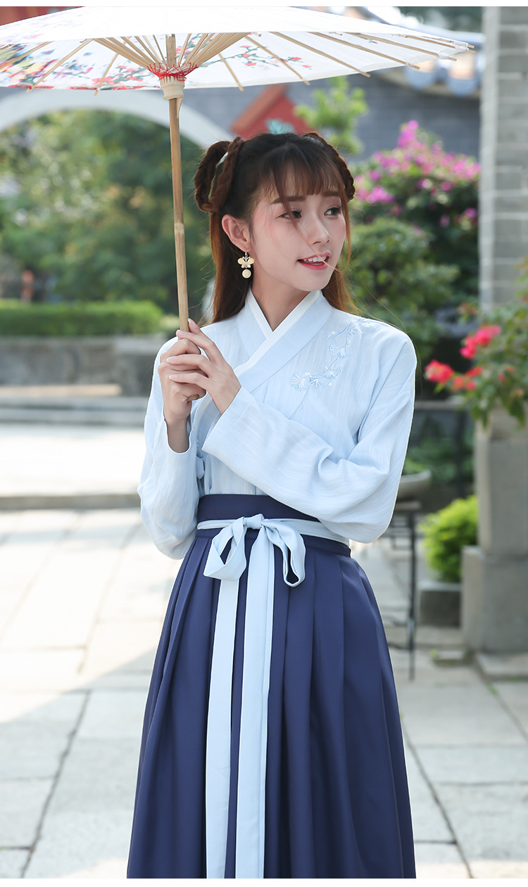 改良汉服女学生古装班服长款花仙女襦裙秋夏款汉元素中国风寄明月