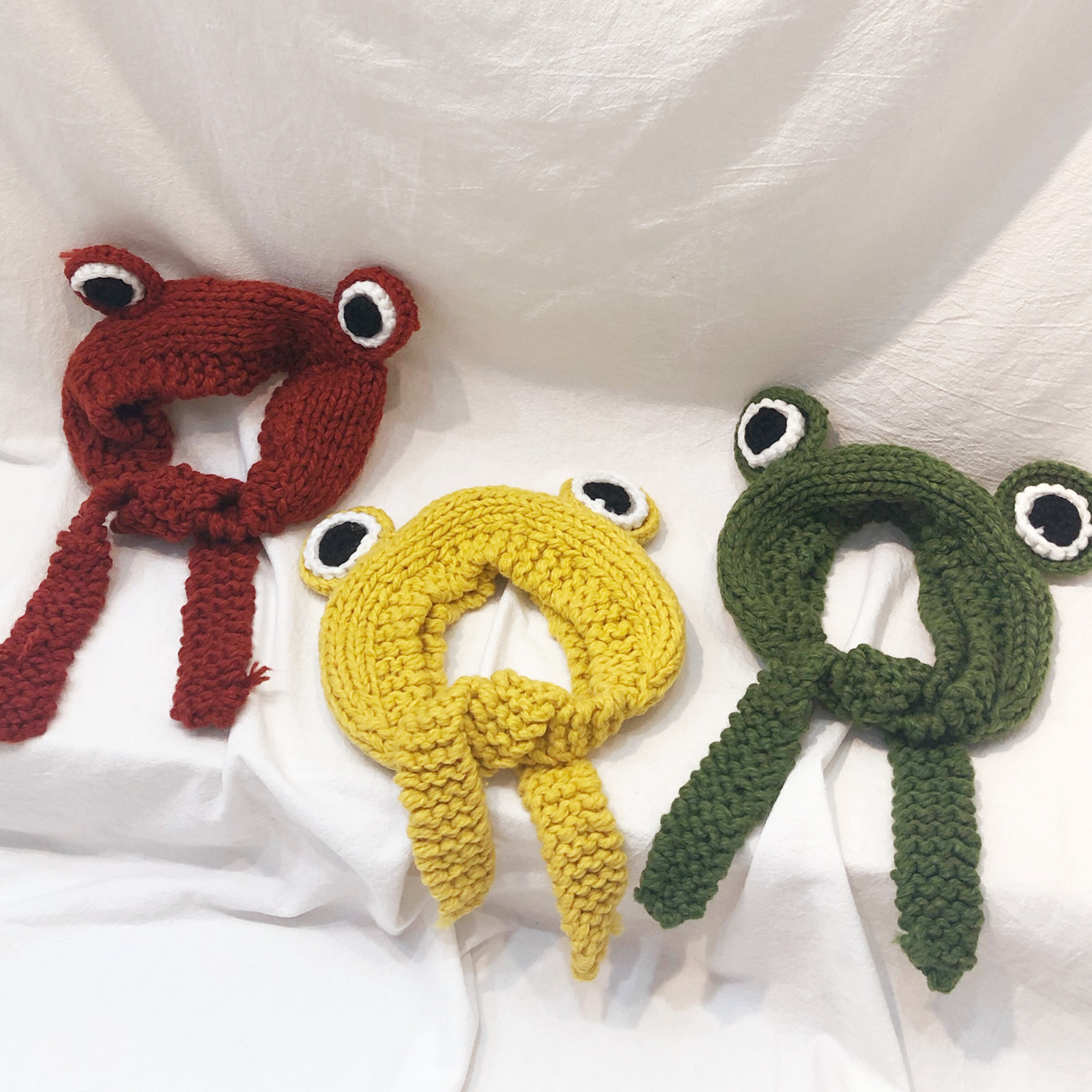 儿童针织毛线发带手工秋冬季耳罩青蛙发饰卡通头带女童宝宝小孩