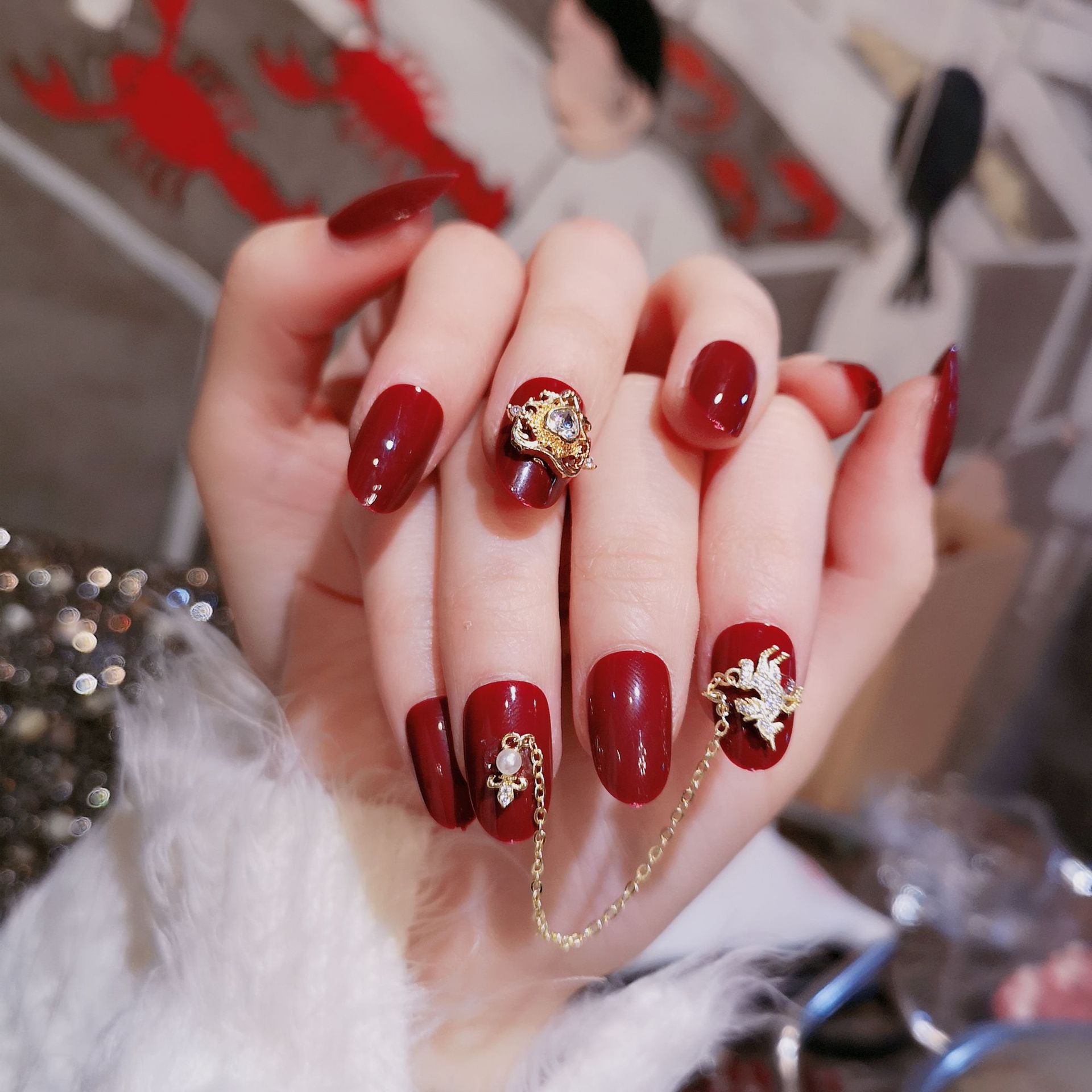 假指甲片成品短款网红穿戴美甲片小红书美甲奢华美甲贴片拆卸集合