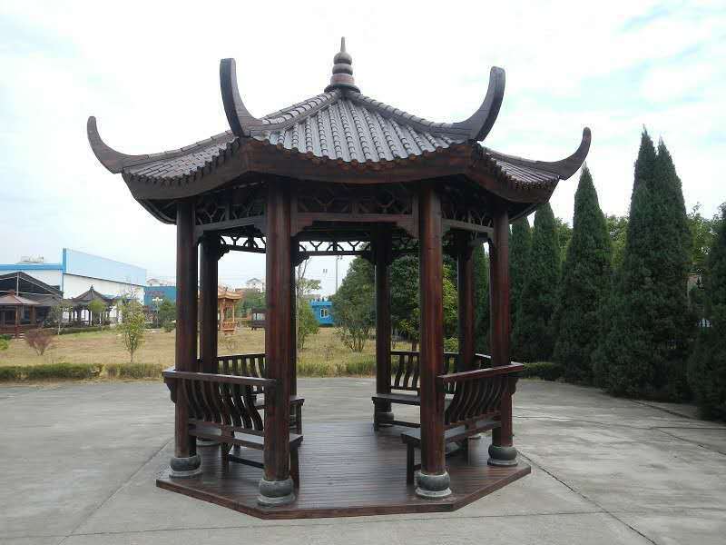 厂家直销八角古建凉亭 户外防腐木凉亭 碳化木仿古室外八角凉亭