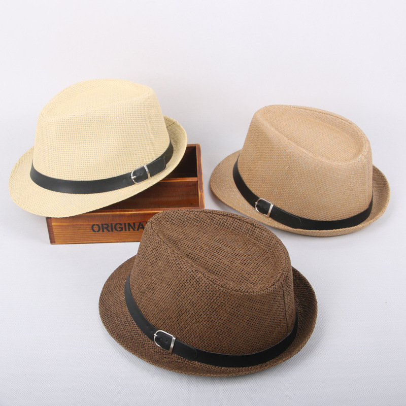 Parent-Child Sun Hat Summer Sun Hat Men's Straw Sun Hat Children's British Style Top Hat Performance Fedora Hat