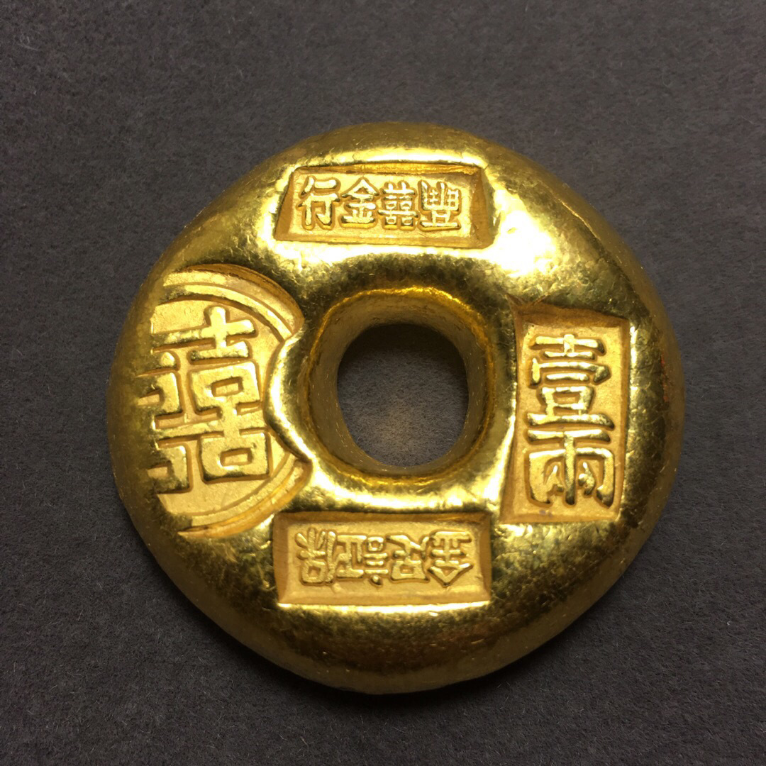 厂家批发铜镀金仿古金条金锭金元宝大清金库黄铜镀金2