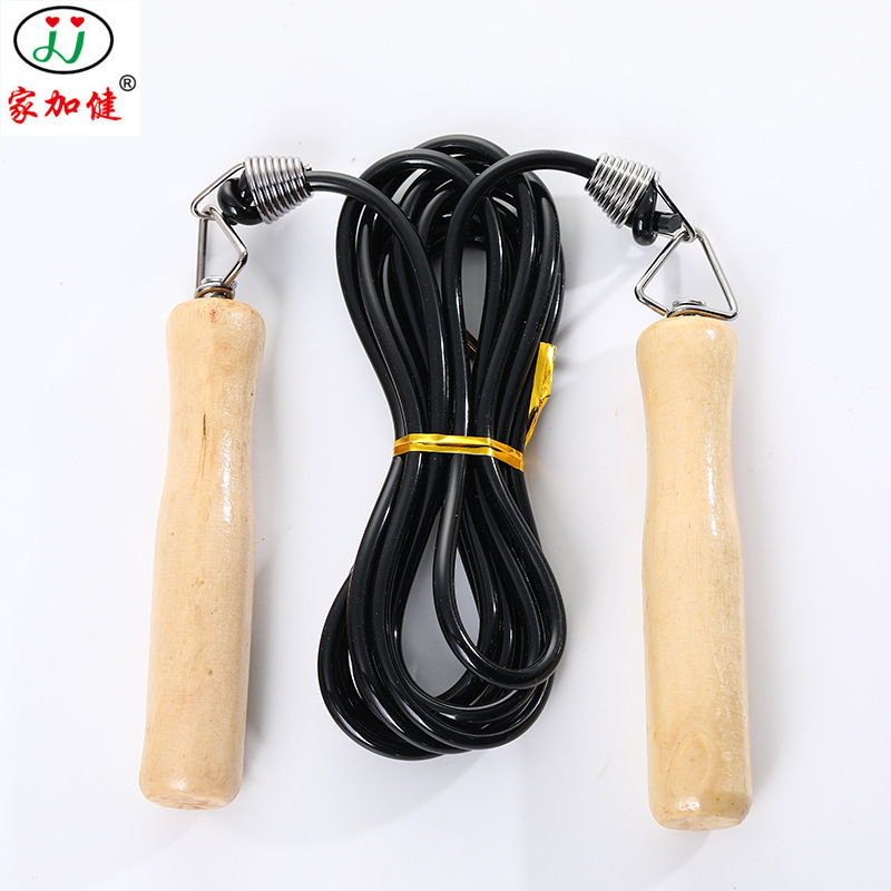 manufacturer direct selling sports fitness spring wooden handle cotton rubber skipping rope woven adult sporting goods skipping rope