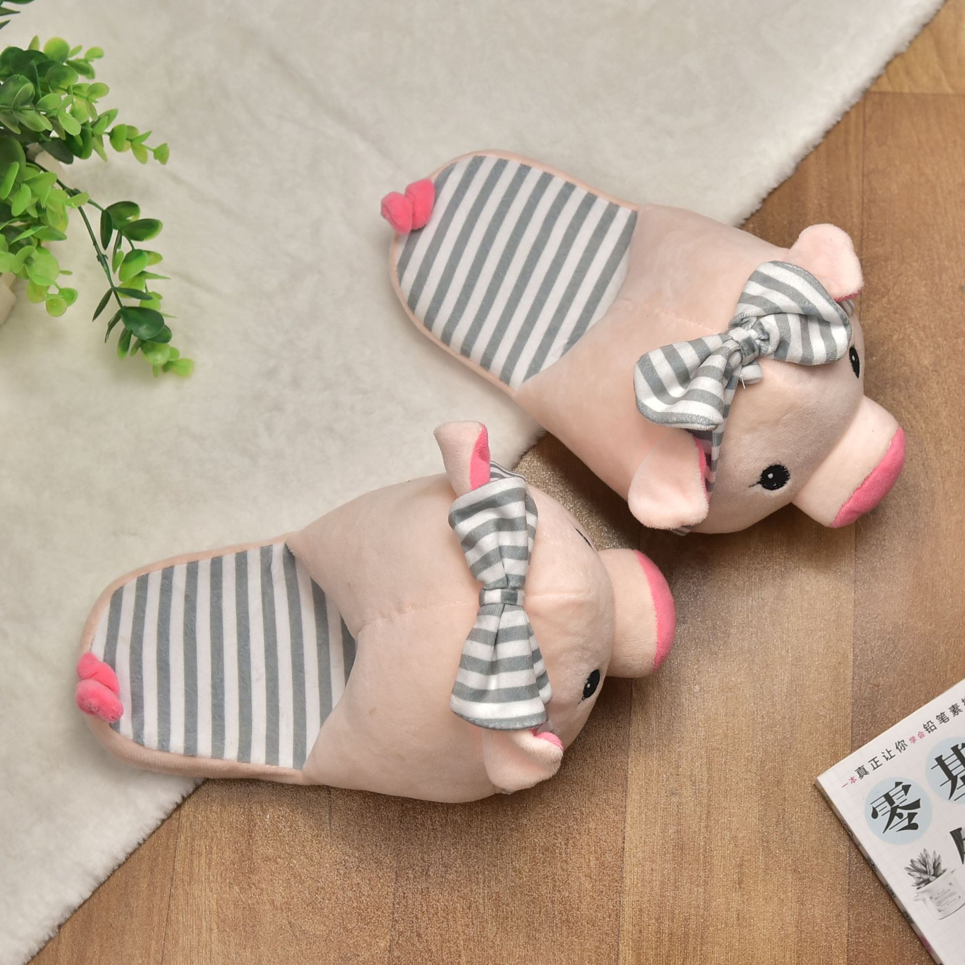 室内棉拖动物棉鞋猪半拖花结鞋独角兽火烈鸟棉拖 厂家直销