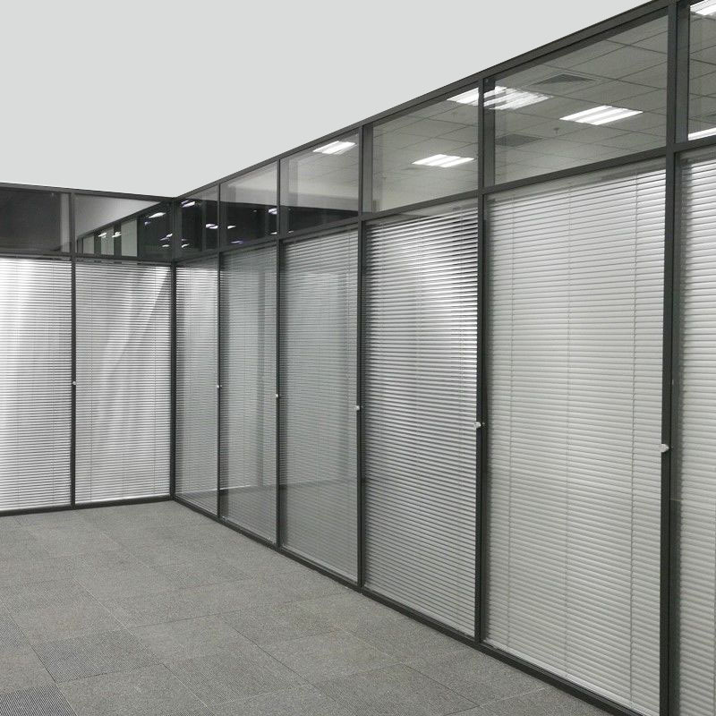 安装广州办公室双玻百叶玻璃隔墙 玻璃隔断 办公室 铝合金隔断墙