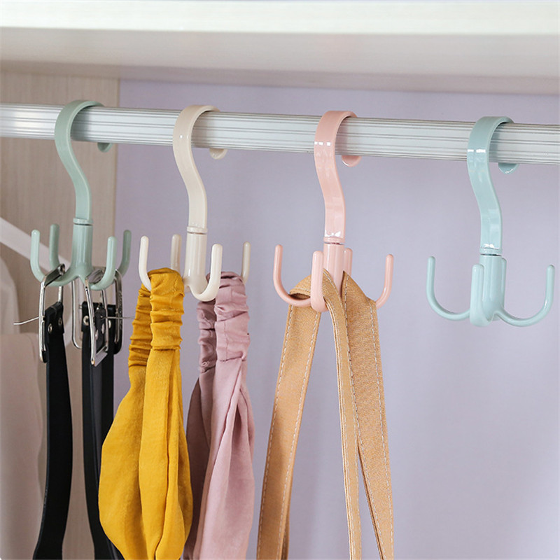 rotating four-claw hook multifunctional wardrobe bag hook nail-free plastic tie hook storage hanging manufacturer