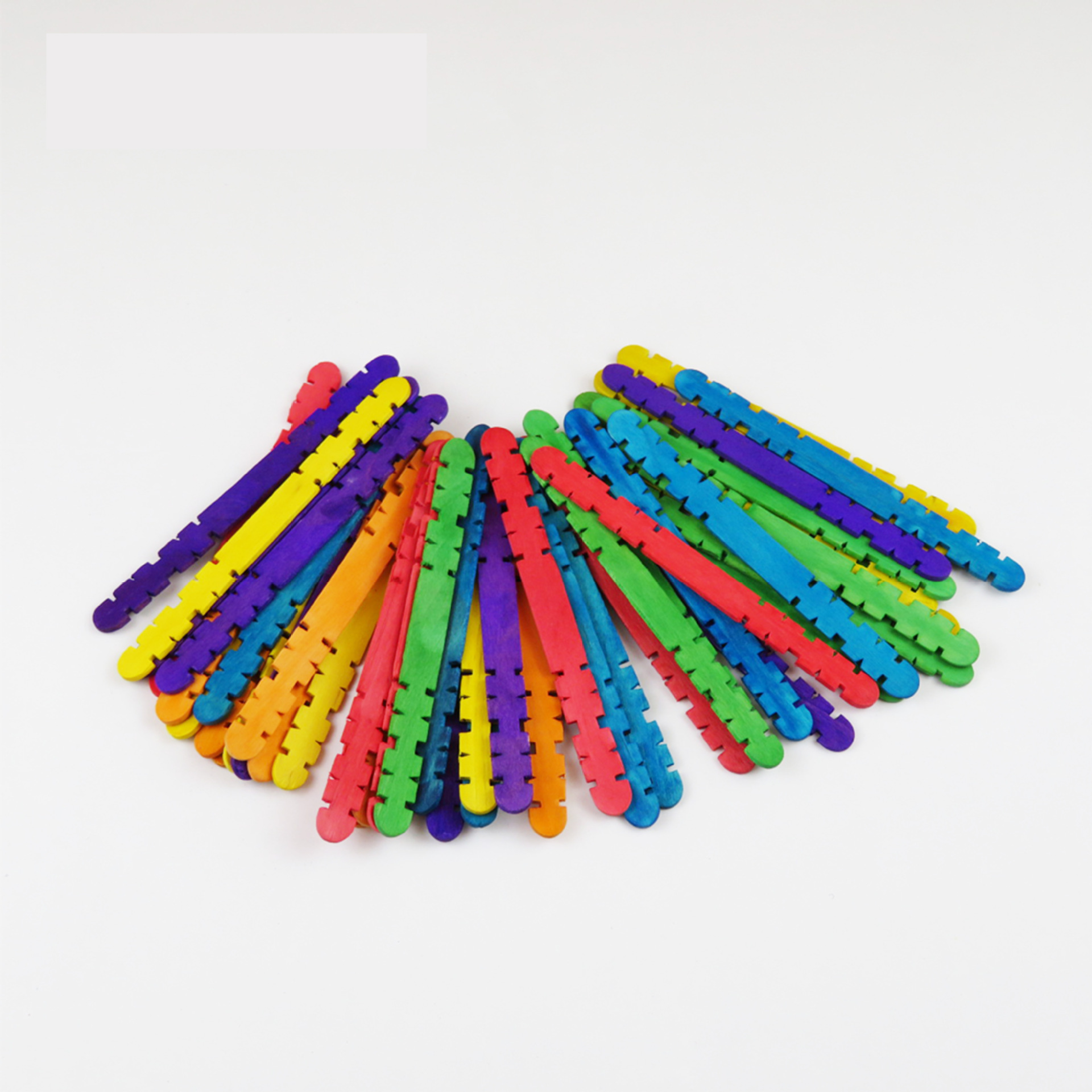 彩色雪糕棒模型 diy木屋手工拼接制作材料彩色棒锯齿棒冰棒棍50支