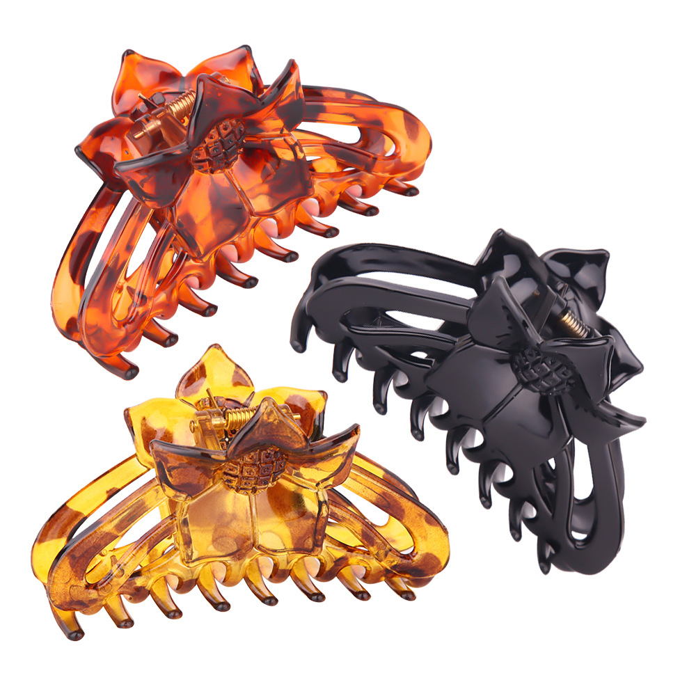 夏新款韩版紫荆花抓夹中大号洗澡塑料马尾发抓精品发饰批发