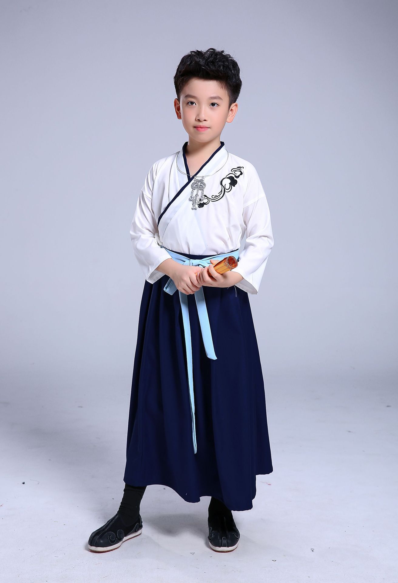 儿童汉服中国风男童古装套装书童服装舞台表演服国学服复古演出服
