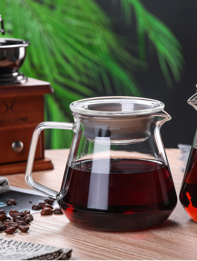 厂家批发高硼硅耐热玻璃咖啡壶 咖啡分享壶 手冲咖啡壶可定制logo