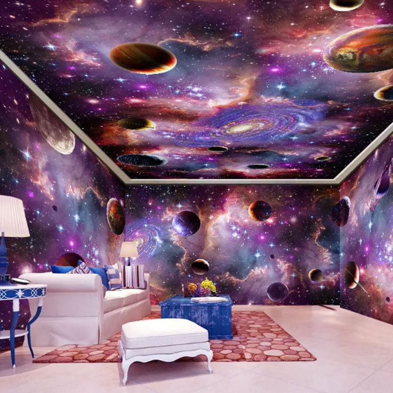 3d客厅壁画浩瀚星空星球太空银河全屋背景墙酒店ktv房间壁纸-阿里巴巴