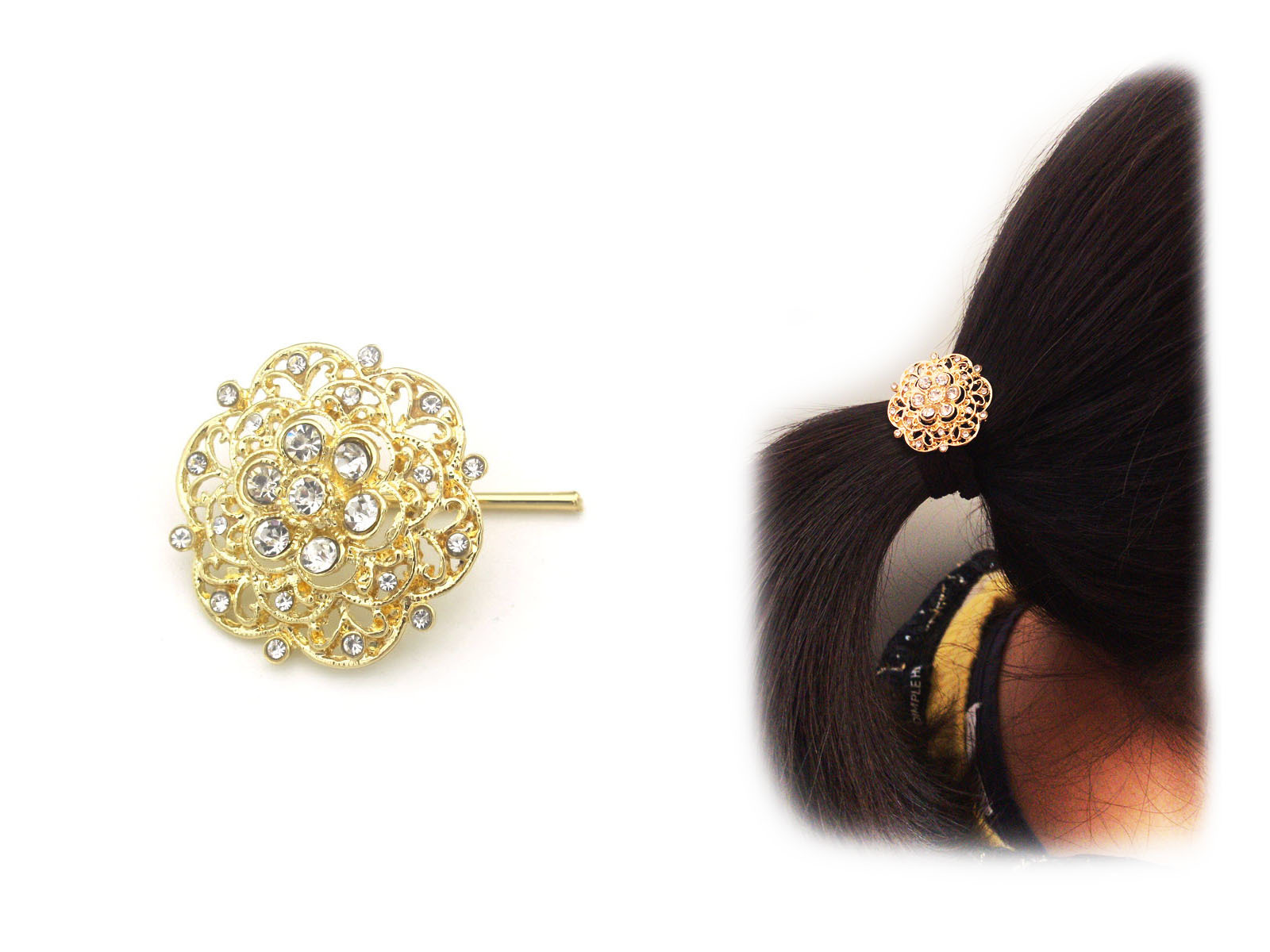 日韩春季亚克力水钻头绳清新马尾勾钩针皮筋钩头饰花朵发绳批发女