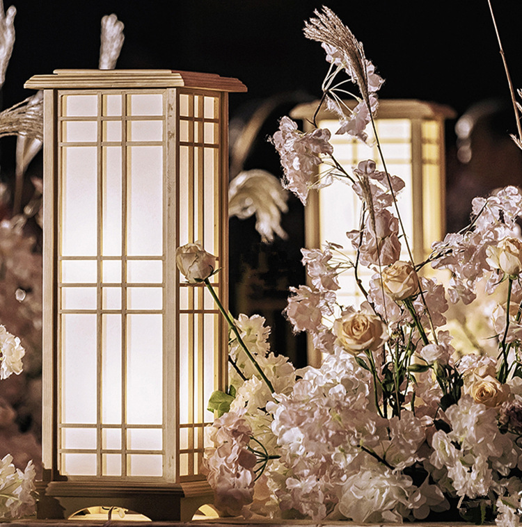 婚庆道具中式婚礼木质路引灯原木方柱新中式婚礼摆件装饰