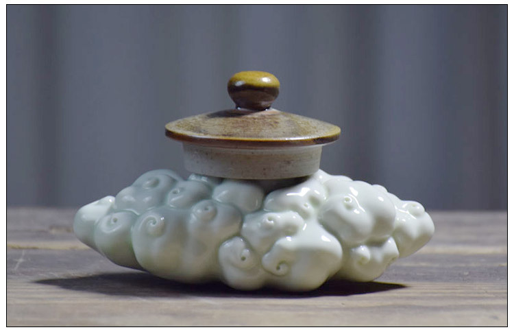 德化陶瓷祥云盖置仿宋云纹祥云笔架盖置文房案头把玩摆件