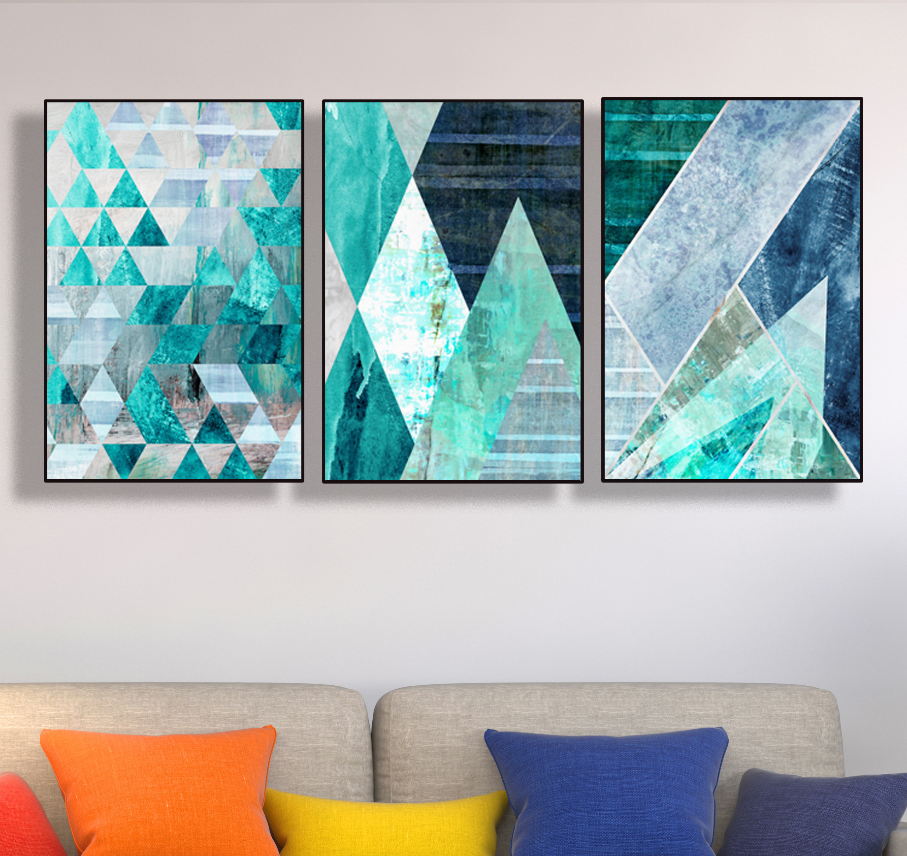 北欧风格抽象色块装饰画玄关挂画沙发背景墙画壁画无框画画芯