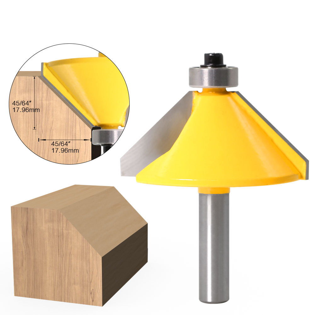 8mm 柄 45度斜角刀木工铣刀修边机雕刻刀头45度倒角刀45°斜角刀