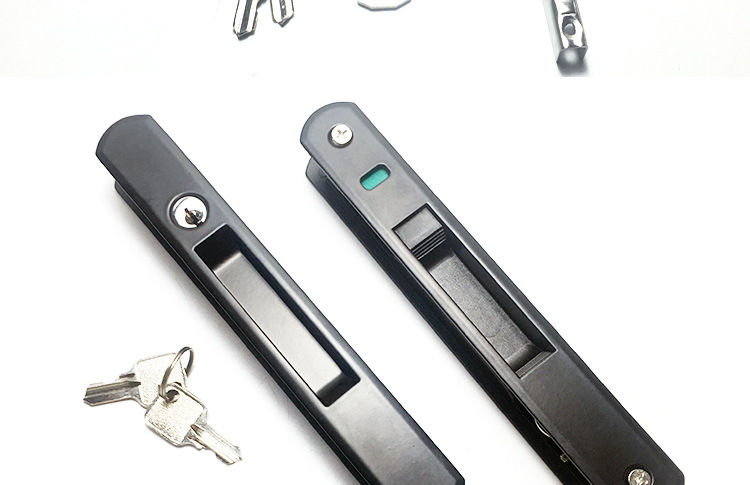 双面钩锁带钥匙90铝合金门窗钩锁推拉门条形锁 铜锁芯勾锁