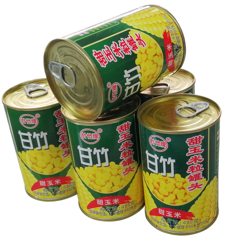批发甘竹牌甜玉米粒罐头425g整件24罐玉米饼炒饭煎鸡蛋榨玉米汁