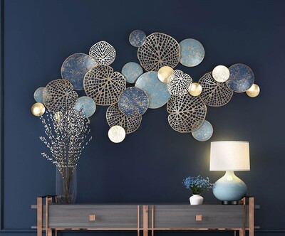 欧式铁艺壁挂壁饰荷花墙面立体墙饰 创意卧室客厅挂件家居装饰品