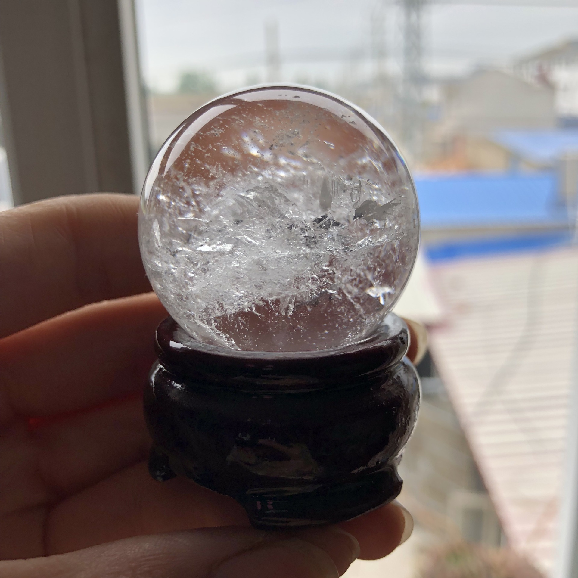 天然白水晶球diy七星阵风水摆件家居工艺品摆件原石打磨厂家批发