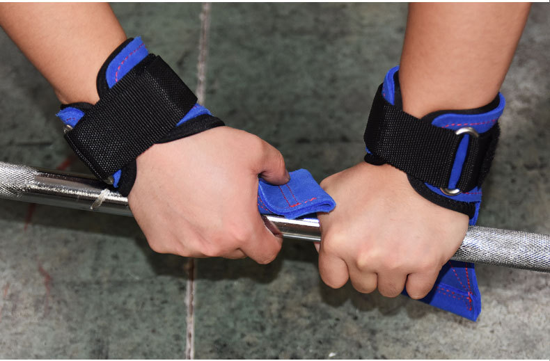 运动手腕训练健身护腕手套助力带握力带硬拉防滑牛皮举重护掌定制