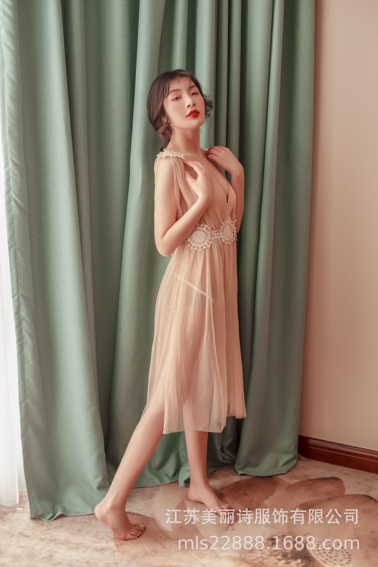 博宝沃高端瑰惑若仙情趣内衣女性感诱惑网纱睡裙蕾丝透明长裙8255