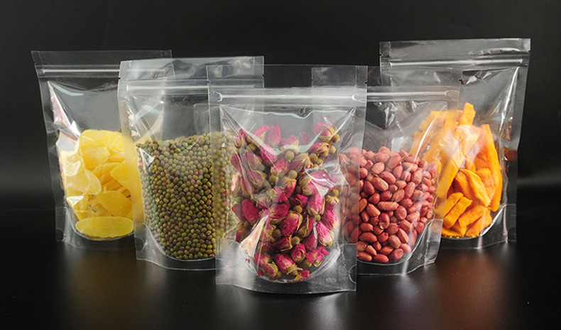 透明自立自封拉链袋复合膜加厚密封袋食品封口包装袋小号中号-阿里巴