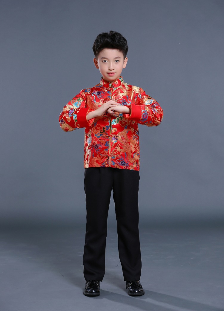 儿童唐装春节男女童过年衣服喜庆表演礼服套装少儿中国风拜年服装