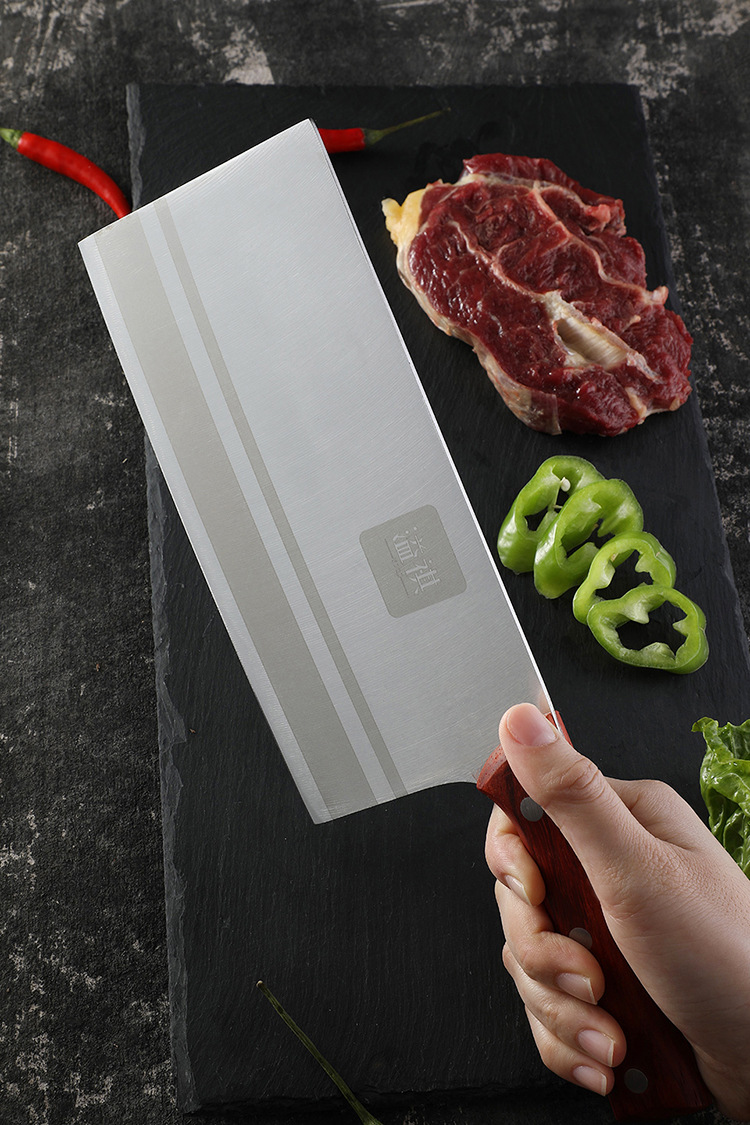 不锈钢菜刀专业厨师切片刀木柄切菜江湖厨房刀具家用切肉不粘厨用