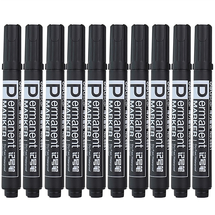 得力(deli)6881黑色粗头物流油性记号笔大头笔 10支/盒 单位:支