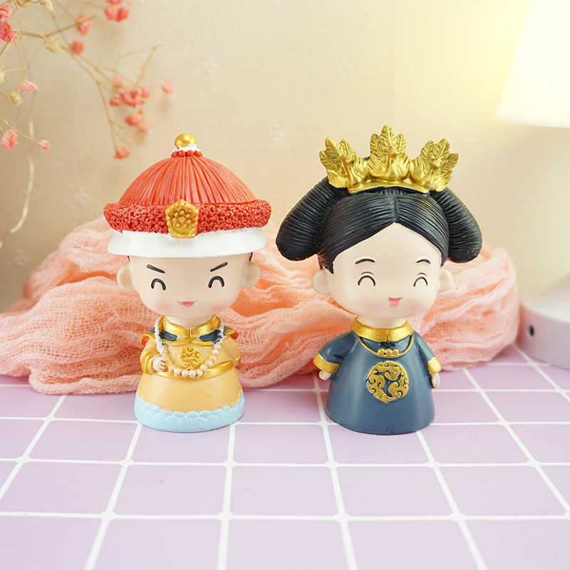 q版皇帝皇后树脂工艺品摆件蛋糕烘焙汽车车载装饰家居摆件礼品