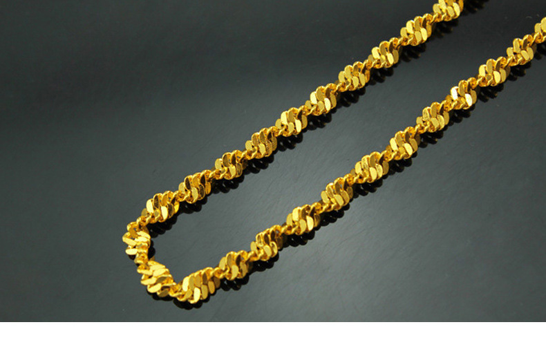 特大4mm双水波项链女 仿真金女士黄金锁骨链 越南沙金大号水波链