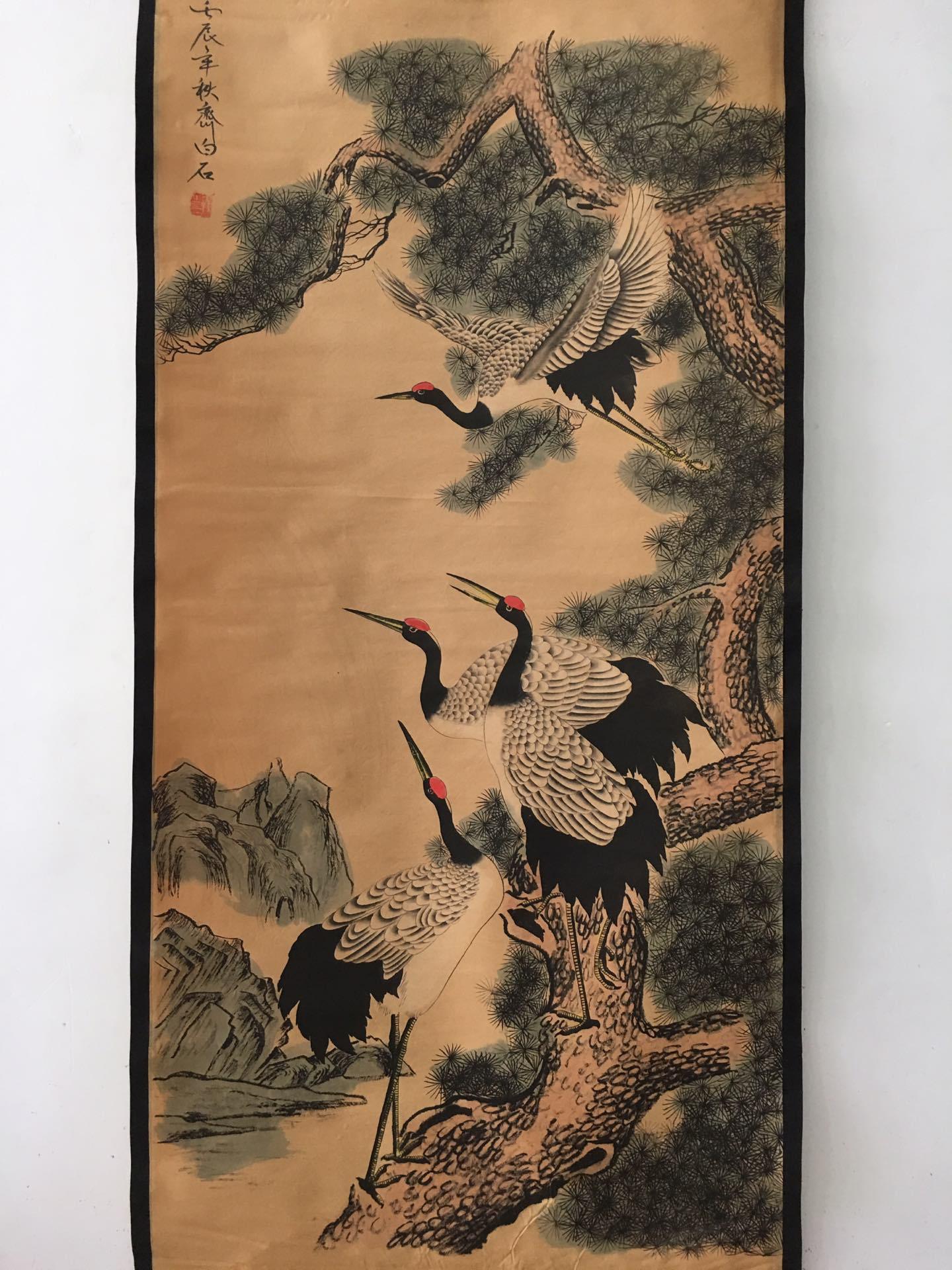 厂家古玩古董收藏批发做旧六鱼字画怀旧复古中堂画优惠新