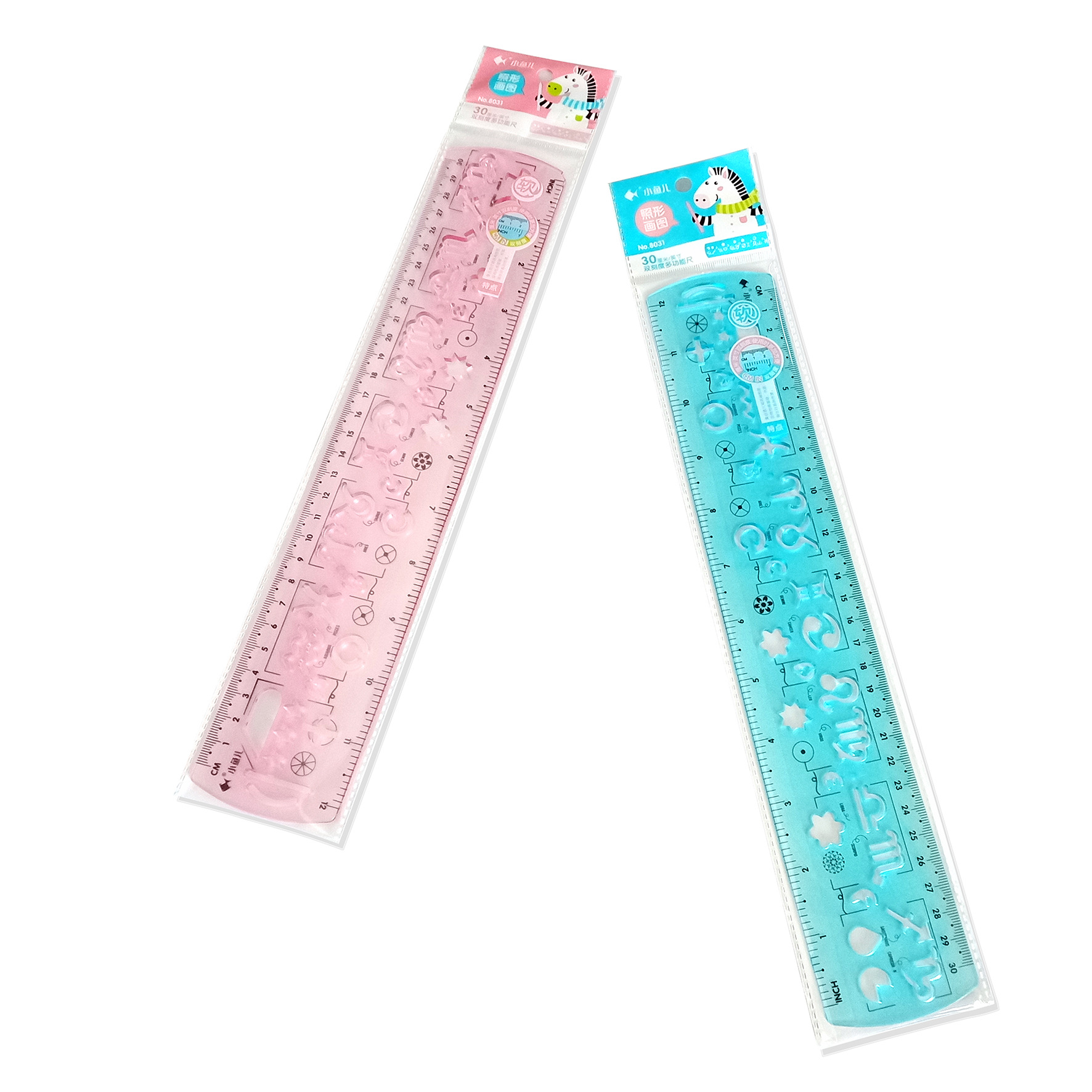 6cm宽30cm12inch双刻度多功能尺小鱼儿绘图学习用软尺模板尺8031