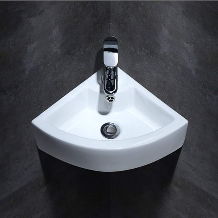 三角形洗手盆 小卫生间台上盆 扇形大小面盆 批发艺术盆 吊挂盆